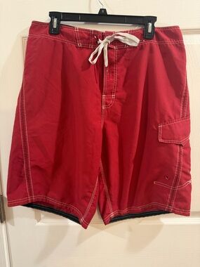 Speedo Red Men's Swim Board Shorts with Cargo Pocket